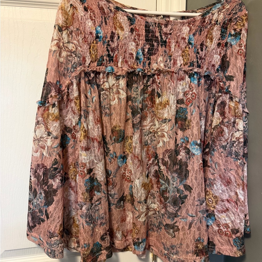 Chic Floral A-Line Skirt in Pink and Blue